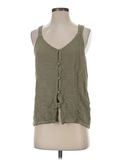 Pre-owned Red Haute Sleeveless Top Green Square Neckline Tops