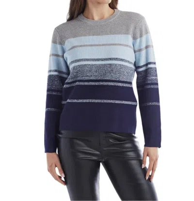 Red Haute Stripe Crew Neck Sweater In Blue