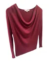 Red Haute Women's Cowl Neck Top In Wine