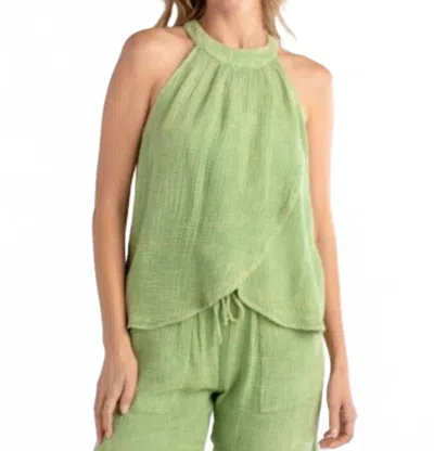 Red Haute Women's Tulip Halter Tank Top In Fern In Green