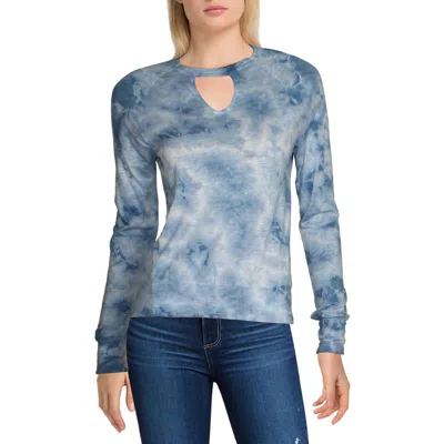 Red Haute Womens Tie Dye Keyhole T-shirt In Blue