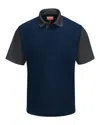 Red Kap Short Sleeve Performance Knit Color-block Polo In Blue