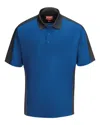 Red Kap Short Sleeve Performance Knit Two Tone Polo In Blue