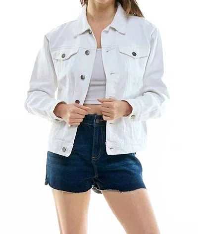 Red Label By Patriate Denim Cotton Casual Denim Boyfriend Jacket In White