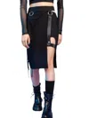 Red Night Gothic Punk Garter Belt Irregular Mid Skirt In Black In Black