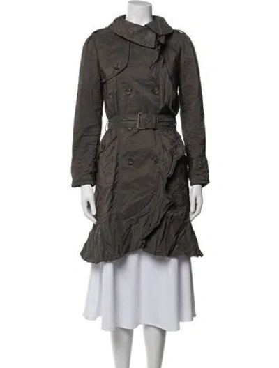 Pre-owned Red Valentino 2000's Patterned Trench Coat In Grey