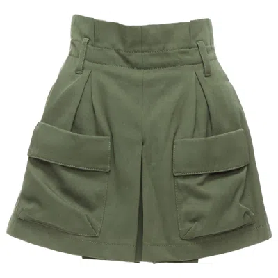 Pre-owned Red Valentino 2020 Khaki Cotton Virgin Wool High Waisted Cargp Shorts It36 Xxs