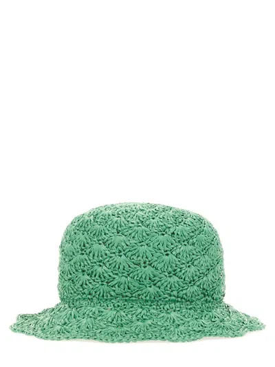 Red Valentino 2q0hga05_zkr505 Raffia Viscose Bucket Hat In Green