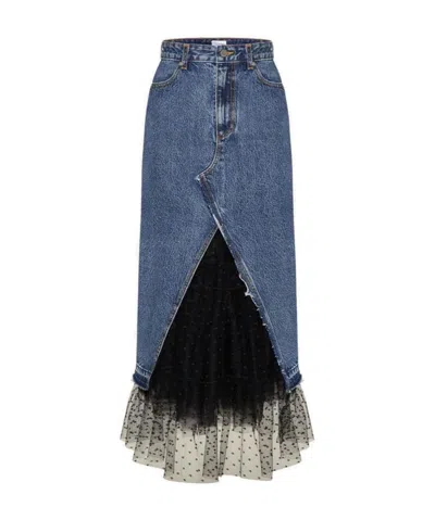 Red Valentino A-shaped Denim Skirt In Blue