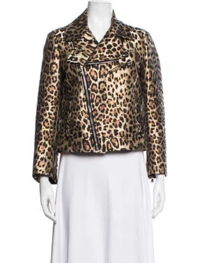 Pre-owned Red Valentino Animal Print Biker Jacket In Multicolor