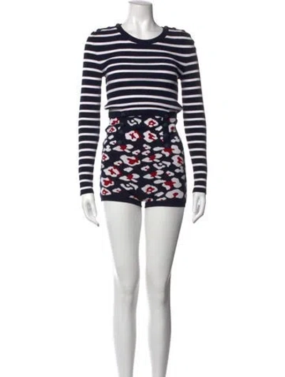 Pre-owned Red Valentino Animal Print Crew Neck Romper In Multi