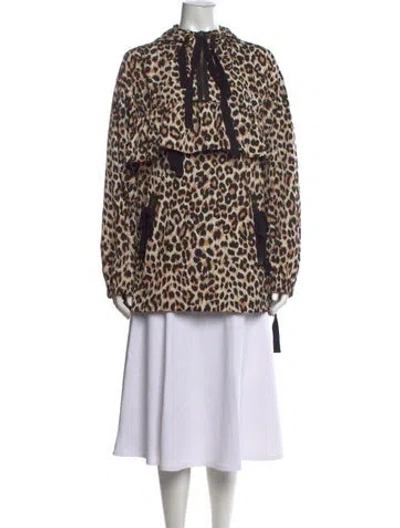 Pre-owned Red Valentino Animal Print Crew Neck Top In Brown