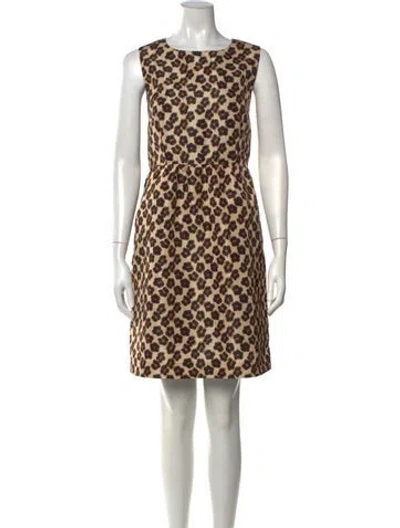 Pre-owned Red Valentino Animal Print Knee-length Dress In Neutrals
