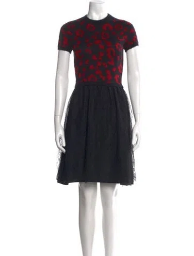 Pre-owned Red Valentino Animal Print Mini Dress In Black