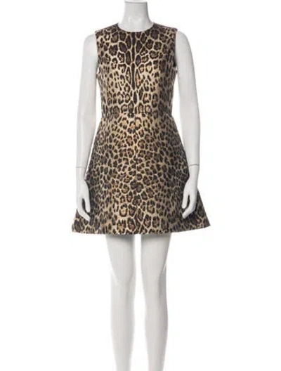 Pre-owned Red Valentino Animal Print Mini Dress In Green