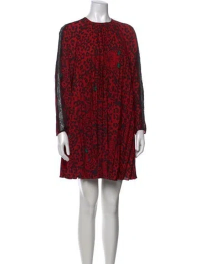 Pre-owned Red Valentino Animal Print Mini Dress W/ Tags In Red