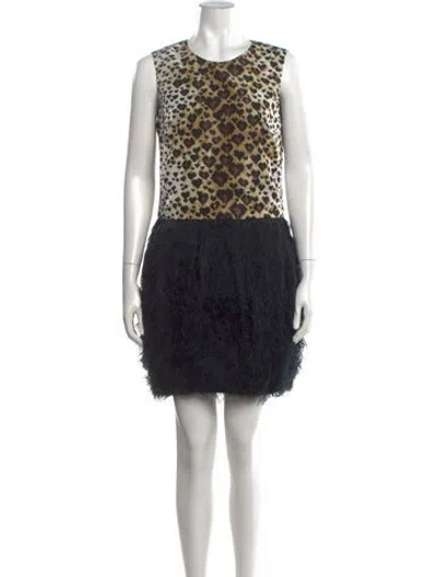 Pre-owned Red Valentino Animal Print Mini Dress In White