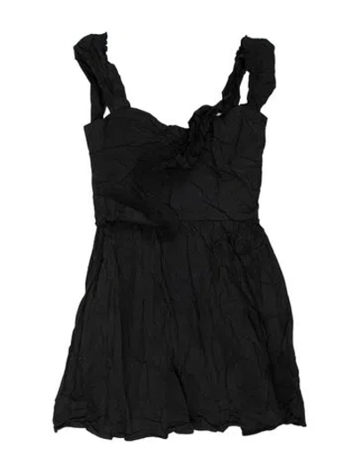 Pre-owned Red Valentino Asymmetrical Mini Dress In Black