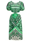 Red Valentino Cut Out Detail Puff Sleeve Mini Dress In Green