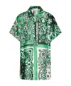 Red Valentino Floral Collared Short Sleeve Shirt In Green