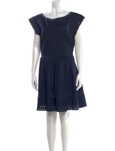Pre-owned Red Valentino Bateau Neckline Knee-length Dress In Blue