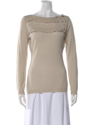 Pre-owned Red Valentino Bateau Neckline Long Sleeve Top In Neutral