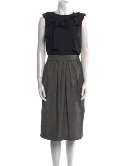Pre-owned Red Valentino Bateau Neckline Midi Length Dress In Gray
