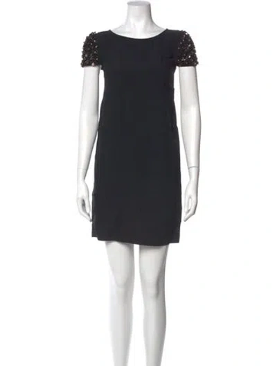 Pre-owned Red Valentino Bateau Neckline Mini Dress In Black