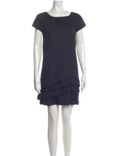 Pre-owned Red Valentino Bateau Neckline Mini Dress In Blue