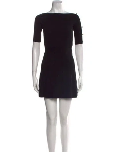 Pre-owned Red Valentino Bateau Neckline Mini Dress W/ Tags In Black