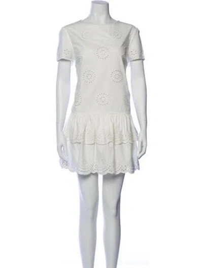 Pre-owned Red Valentino Bateau Neckline Mini Dress In White