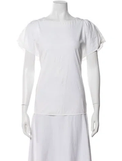 Pre-owned Red Valentino Bateau Neckline Short Sleeve Blouse In White