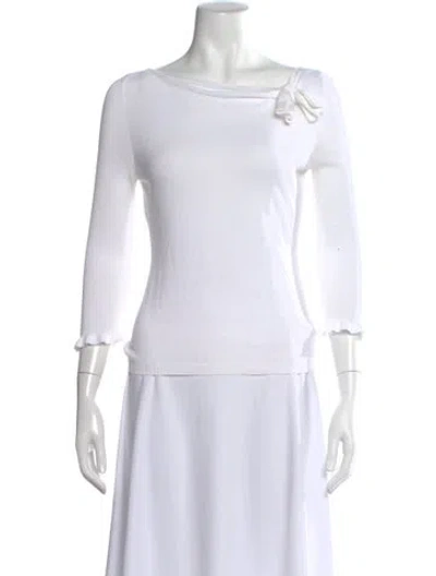 Pre-owned Red Valentino Bateau Neckline Three-quarter Sleeve Top In White