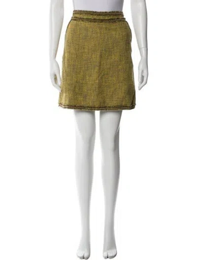 Pre-owned Red Valentino Beaded Accents Mini Skirt In Yellow