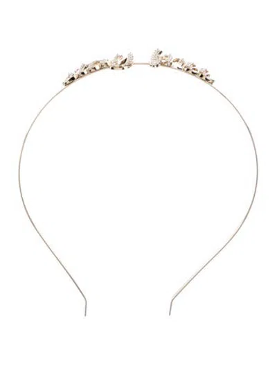 Pre-owned Red Valentino Beaded Stay Free Headband W/tags In Gold