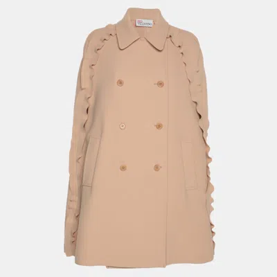 Pre-owned Red Valentino Beige Gabardine Double Breasted Coat M In Sand
