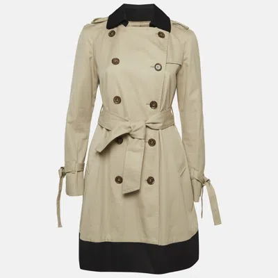 Pre-owned Red Valentino Beige Gabardine Double Breasted Coat S