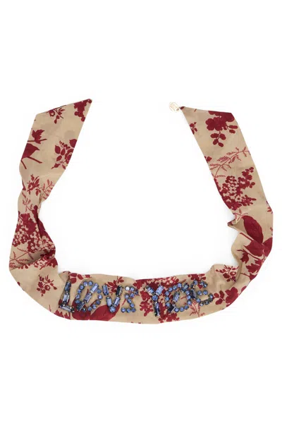 Red Valentino Beige Headband With Floral Pattern In Elegant And Versatile Fabric. In Multi