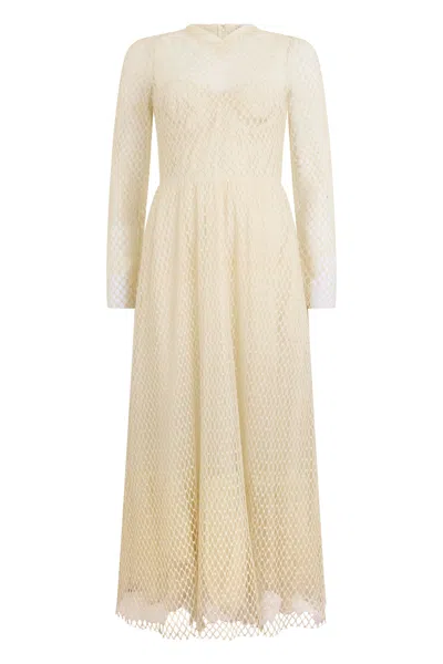 Red Valentino Beige Long Elegant Dress With Long Sleeves. In Neutral