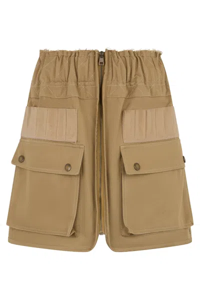 Red Valentino Beige Midi Cargo Skirt With Side Pockets. In Brown