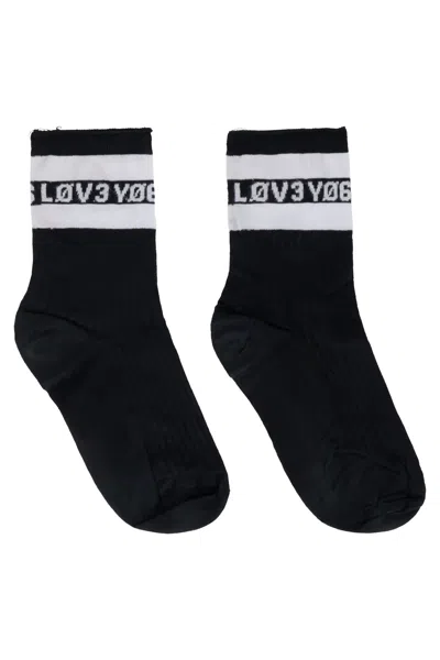 Red Valentino Black Athletic Socks With A Contrasting White Border.