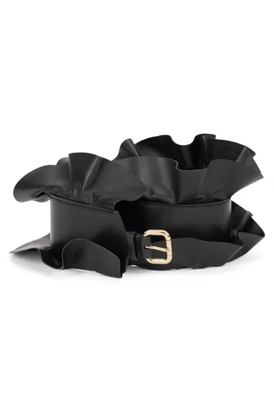 Red Valentino Black Belt With Gold Buckle, Elegant And Modern.