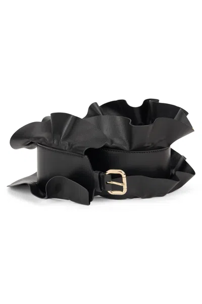 Red Valentino Black Belt With Gold Buckle, Elegant And Modern.