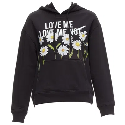 Pre-owned Red Valentino Black Cotton Blend Love Me Not Daisy Print Pocketed Hoodie Xs