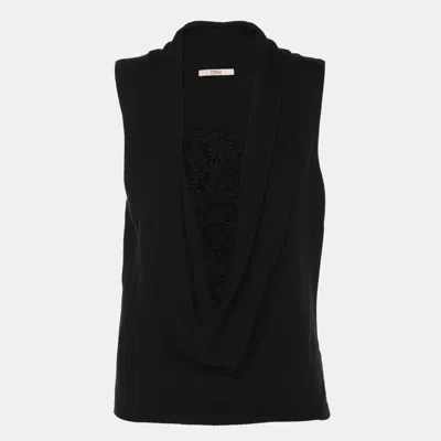 Pre-owned Red Valentino Black Cotton Knit Lace Top M