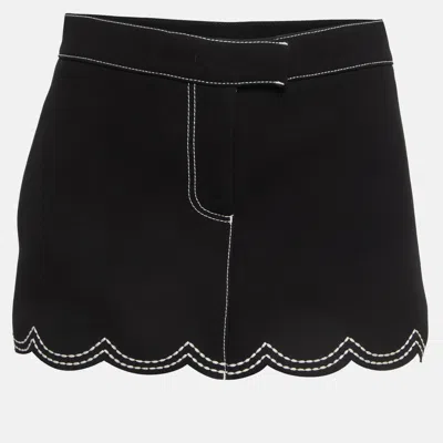 Pre-owned Red Valentino Black Crepe Scallop Skirt Effect Shorts M