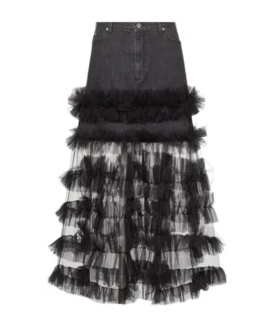 Red Valentino Black Denim Long Skirt