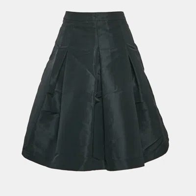 Pre-owned Red Valentino Black Faille Pleated Knee Length Skirt M