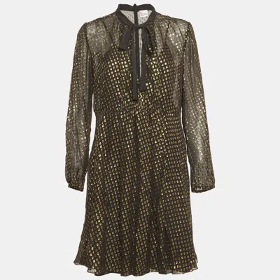 Pre-owned Red Valentino Black Fil Coupe Chiffon Short Dress M