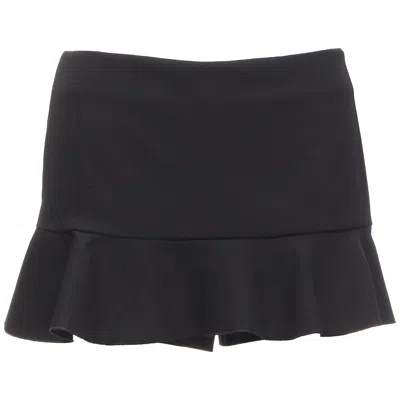 Pre-owned Red Valentino Black Frilly Ruffle Hem Mid Rise Shorts Skirts Skorts It38 Xs